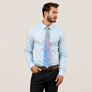 Colorful Neon Pastel Sky Alcohol Ink Abstract Tie