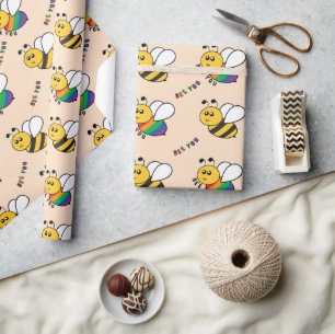 Colorful Neurodivergent Bee You Autism Birthday Wrapping Paper