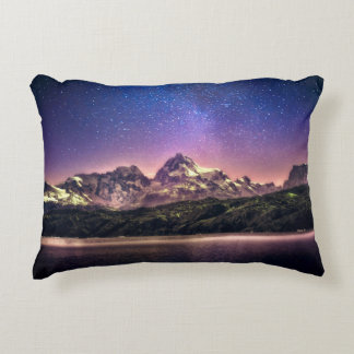 Colorful night sky landscape with starry starry sk decorative cushion