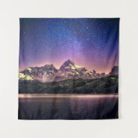 Colorful night sky landscape with starry starry sk