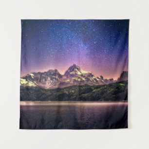 Colorful night sky landscape with starry starry sk tapestry