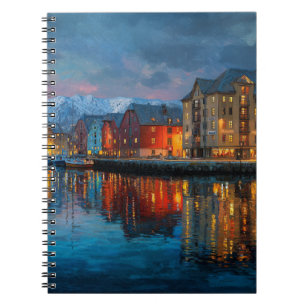 Colorful Nordic Harbor Sunset Notebook