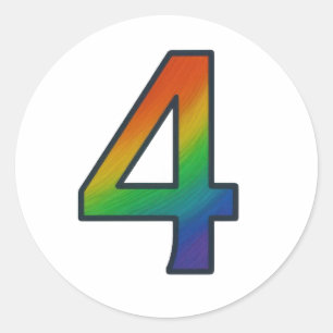 Colorful Number Four Sticker