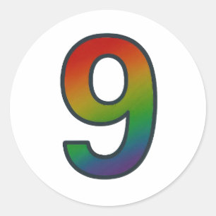 Colorful Number Nine Sticker