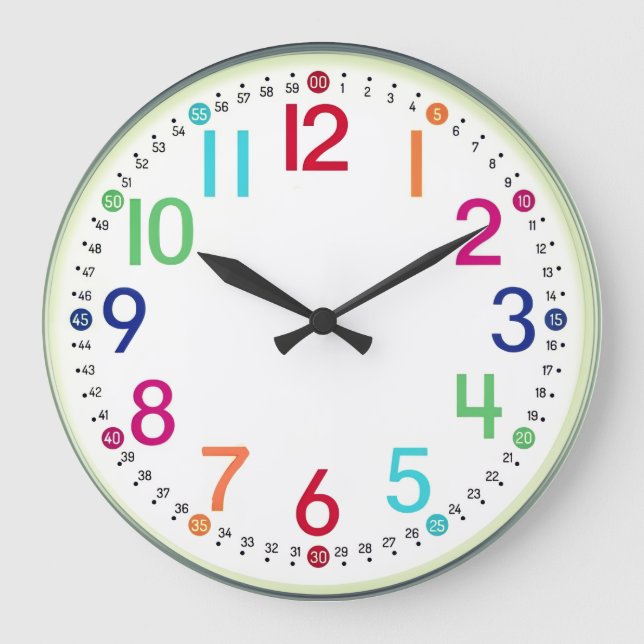 Colorful Numbered Round Acrylic Wall Clock (Front)
