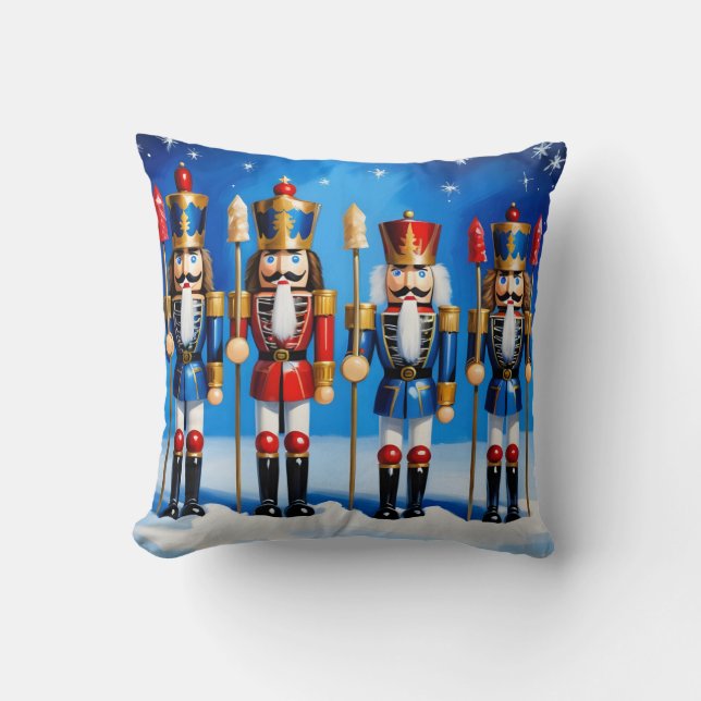 Colorful nutcrackers scene cushion (Front)