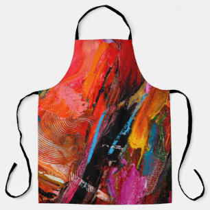 Colorful oil paint brush stroke abstract backgroun apron