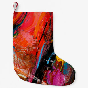 Colorful oil paint brush stroke abstract backgroun small christmas stocking