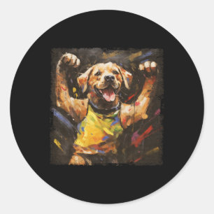 Colorful Oil Painting Of A Kickboxing Labrador Dog Classic Round Sticker