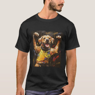 Colorful Oil Painting Of A Kickboxing Labrador Dog T-Shirt