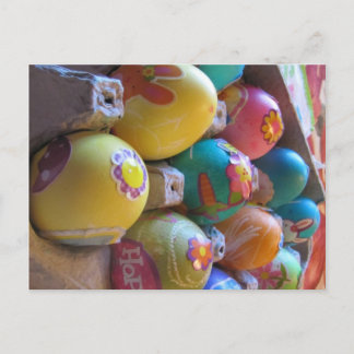 Colorful Old Fashioned Easter Egg Decorating Fun Holiday Postcard