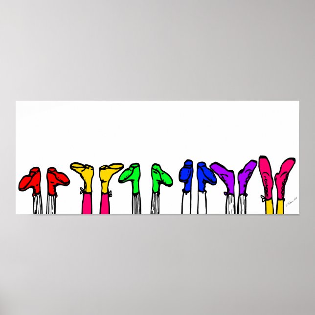 Colorful Old Fashioned Shoes Drawing Poster (Front)