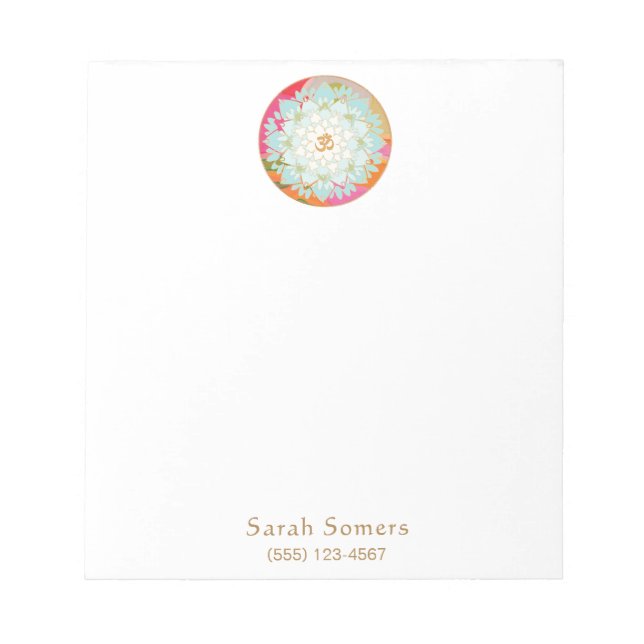 Colorful Om Lotus Flower Personalized Notepad (Front)