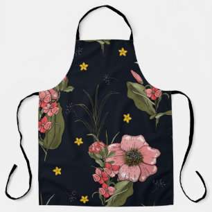 Colorful on dark background. Hand drawn leaf, dais Apron