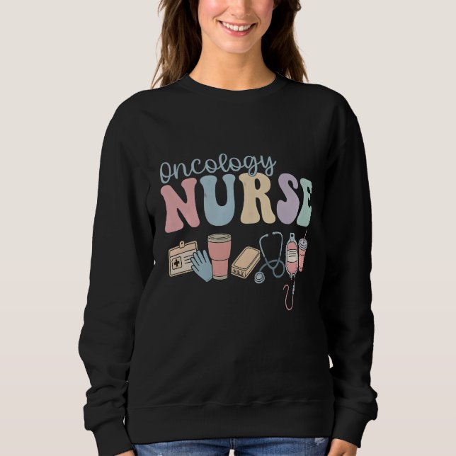 Colorful Oncology Nurse Retro Aesthetic Sweatshirt (Front)