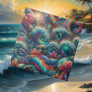 Colorful Opal Ocean Waves Ceramic Tile