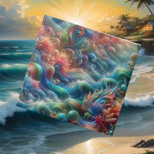 Colorful Opal Ocean Waves Ceramic Tile