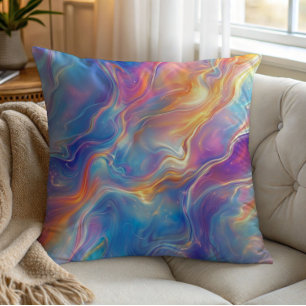 Colorful opal swirly flowing marble texture cushion