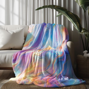 Colorful opal swirly flowing marble texture fleece blanket