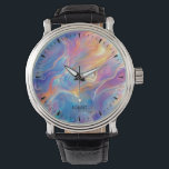 Colorful opal swirly flowing marble texture watch<br><div class="desc">Elevate the ambiance of your living room with our luxurious opal swirly marble-textured e-watch. This beautifully crafted e-watch adds a sophisticated and stylish touch. Optional monogram.</div>