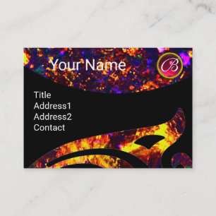 COLORFUL OPAL WING MONOGRAM ,RED RUBY BUSINESS CARD
