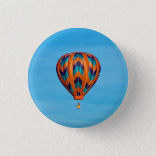 Colorful Orange Hot Air Balloon Photo 3 Cm Round Badge