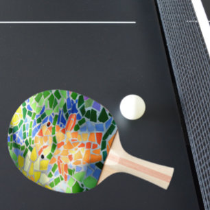 Colorful Orange Koi Fish Mosaic Art Ping Pong Paddle