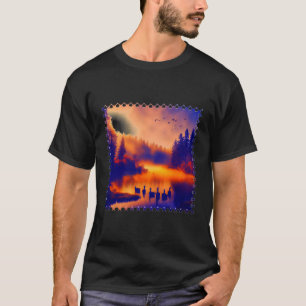 Colorful Orange Sunset With Ducks On A Pond T-Shirt