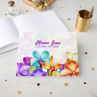 Colorful Orchids Graduation  Guest Book