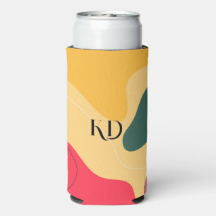 Colorful organic shapes abstract background seltzer can cooler