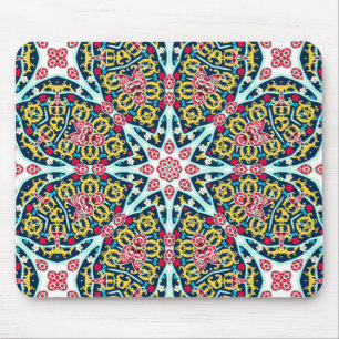 Colorful Ornamental Rosette Mandala Art Mouse Pad