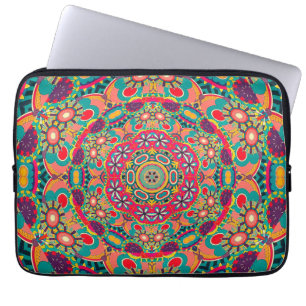 Colorful Ornate Kaleidoscope Mandala Pattern Laptop Sleeve