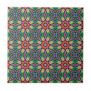 Colorful Ornate Kaleidoscope Pattern Ceramic Tile