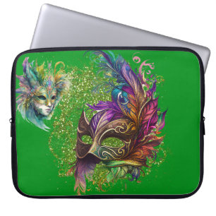 COLORFUL ORNATE MARDI GRAS MASKS LAPTOP SLEEVE