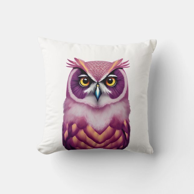 Colorful Owl Bird Artwork  Cushion (Front)