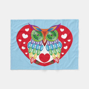 Colorful owl, love fleece blanket