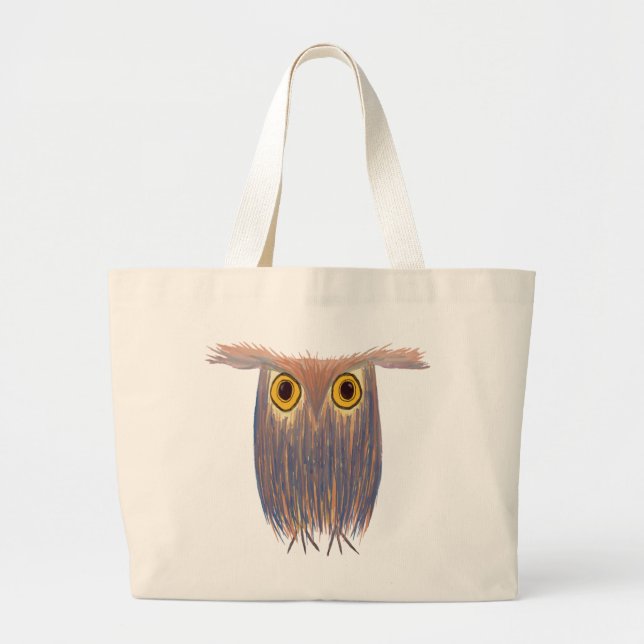 Colorful Owl Watercolor Painting Large Tote Bag (Front)
