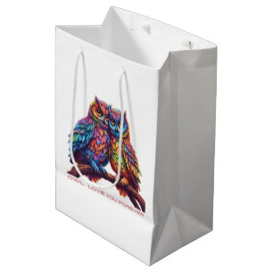 Colorful Owls-Love Birds- Medium Gift Bag