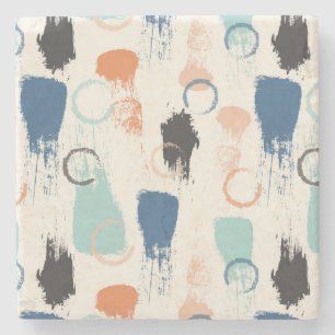 Colorful Paint Blotches and Splats Stone Coaster