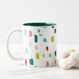 COLORFUL PAINT DABS festive fun bold bright Two-Tone Coffee Mug