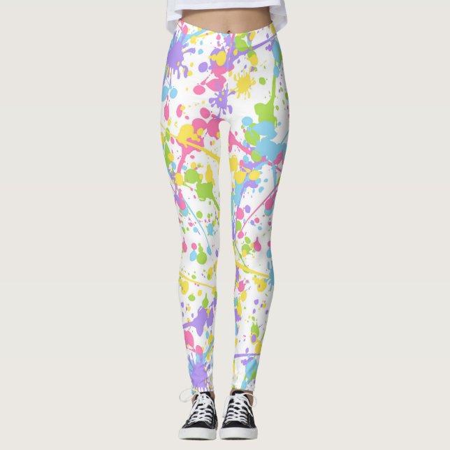 Colorful Paint Splash Leggings (Front)