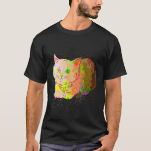 Colorful Paint Splash Realistic British Shorthair  T-Shirt