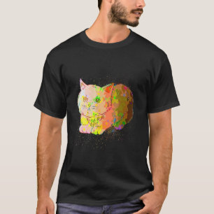 Colorful Paint Splash Realistic British Shorthair T-Shirt