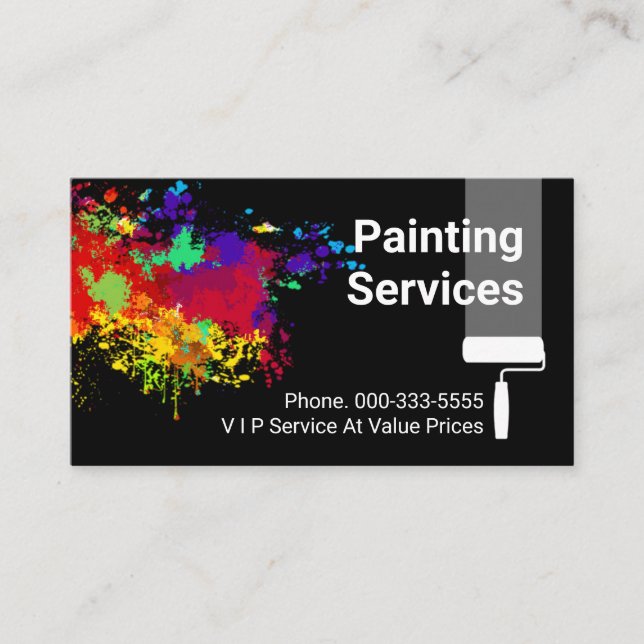 Colorful Paint Splatter Home Painting Business Card (Front)
