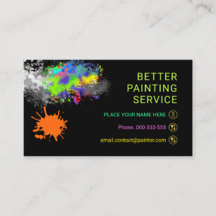 Colorful Paint Splatter Home Painting Painter Business Card