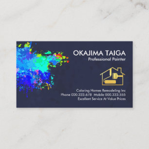 Colorful Paint Splatter On Wall Painter Business Card
