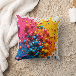 Colorful Paint Splatter Pillow
