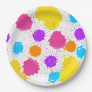 Colorful Paint Splatters  Paper Plate