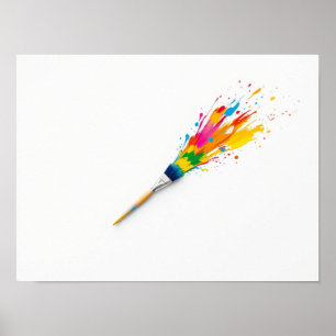Colorful Paintbrush Explosion Artistic Splash Art Poster