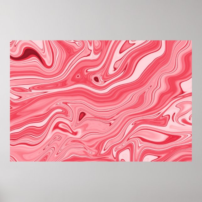 Colorful paintings of marbling, red marble ink pat poster (Front)